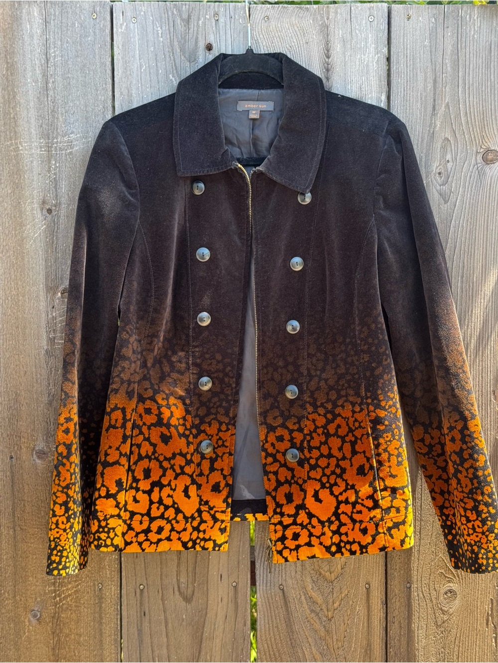 Vintage Y2K Amber Sun Velvet Ombre Leopard-print Jacket